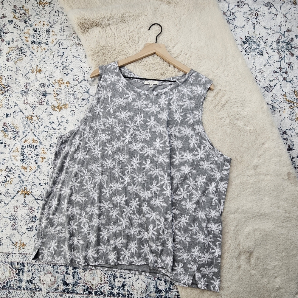 Angels Palm Tree Gray Tank Top Women Blouse Plus Size 3X